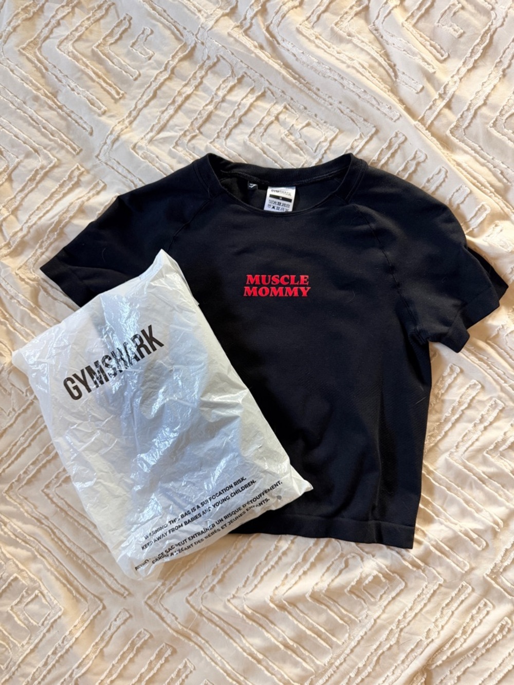 NWT Gymshark "Muscle Mommy" Black Tee